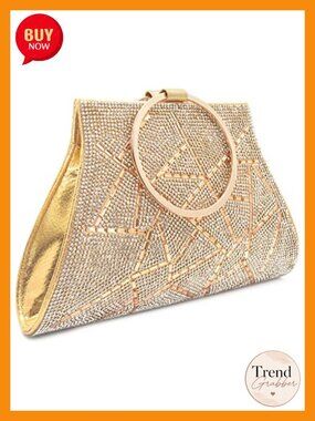 Crystal Clutch Purse Evening Bag Wristlet Bridal Handbag Magnetic Snap Closure